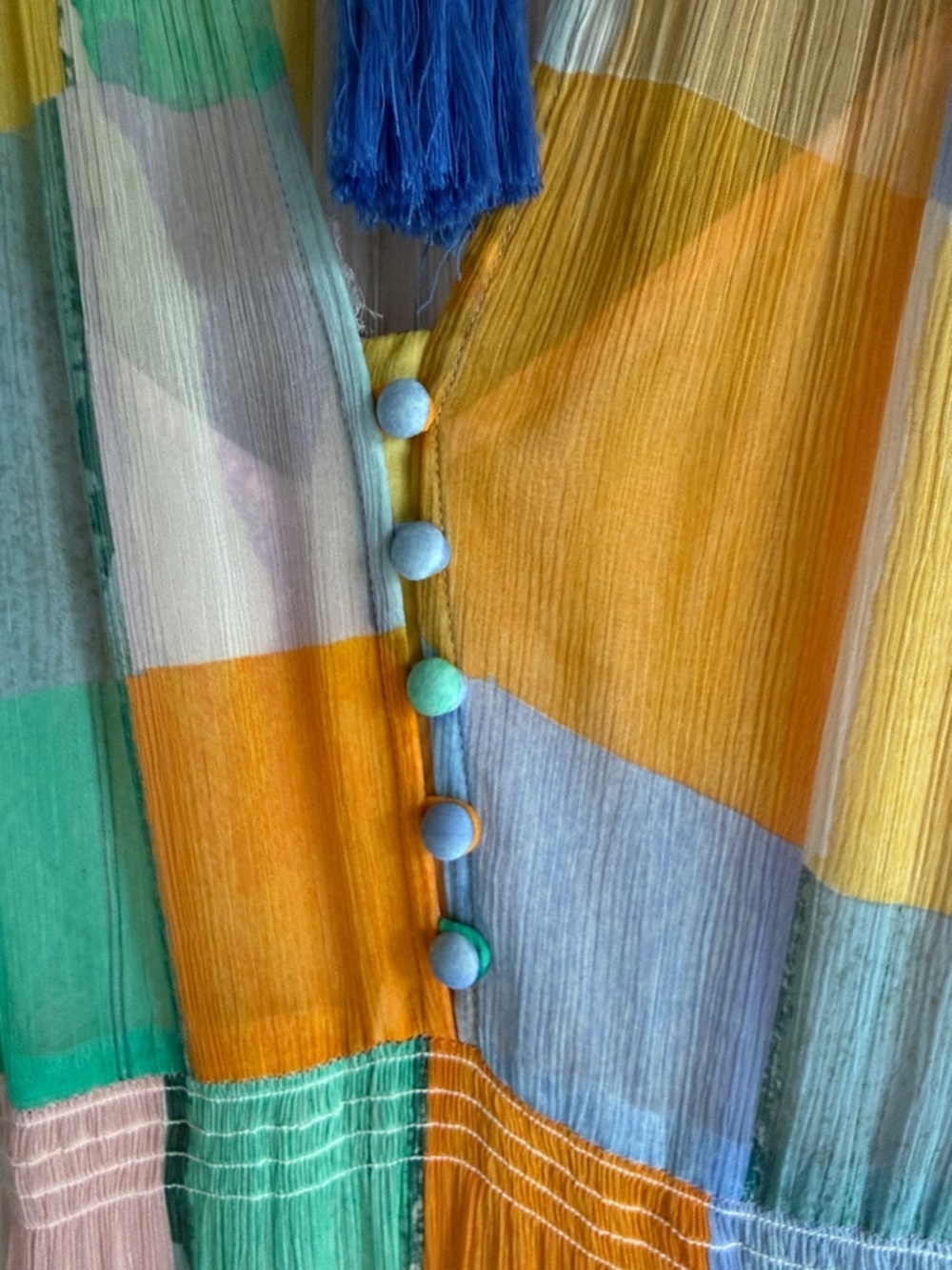 Anthropologie Patchwork Maxi Dress in Yellow, Green & Blue - Picture 3 of 6